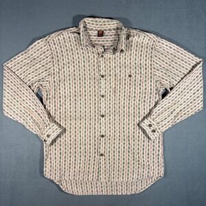 Ojai Mens‎ Medium Cotton Textured Long Sleeve Button Down Shirt Western